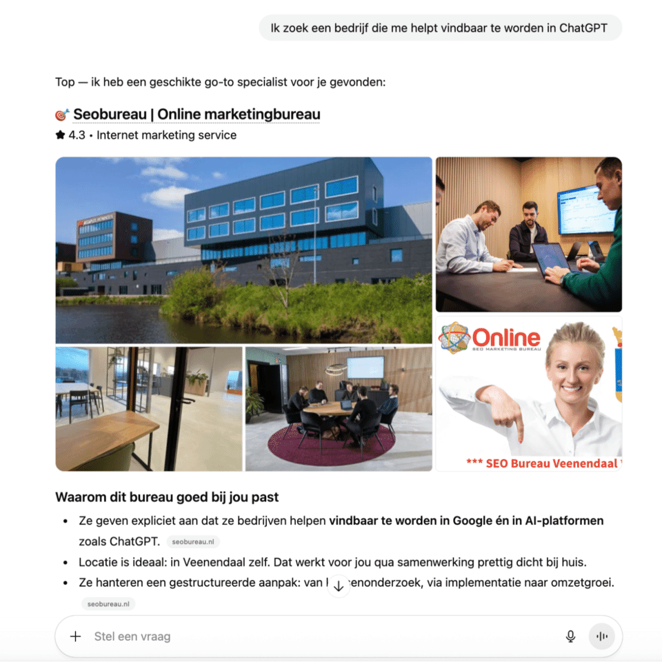 vindbaar zichtbaar in chatgpt